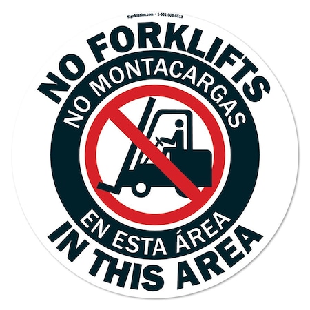 No Forklifts Spanish And English 16in Non-Slip Floor Marker, 6PK